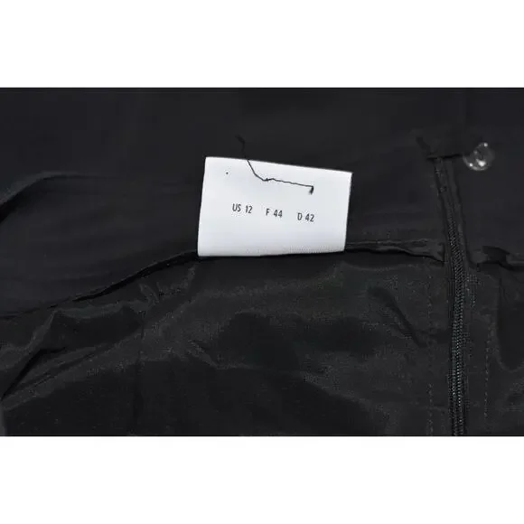 AKRIS Punto Pencil Straight Knee Length Black Stretch-Wool Skirt Size 12 Midi